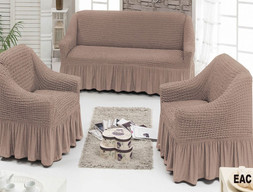 Набор чехлов для мягкой мебели на диван и 2 кресла цвет серо-коричневый 5138