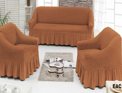 Набор чехлов для мягкой мебели на диван и 2 кресла цвет темно-коричневый 5140